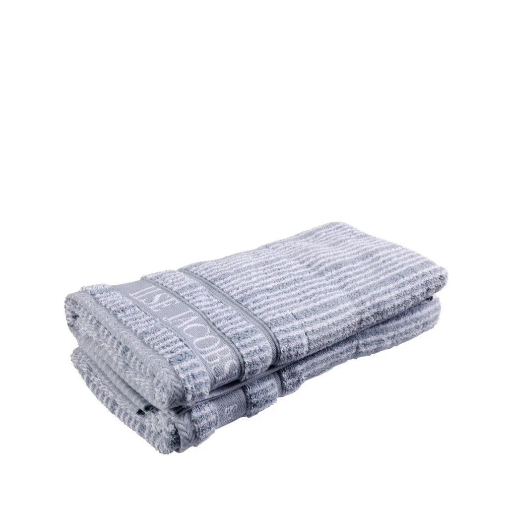 Handtücher 2 Stück 50×100 cm – Staubblau gestreift